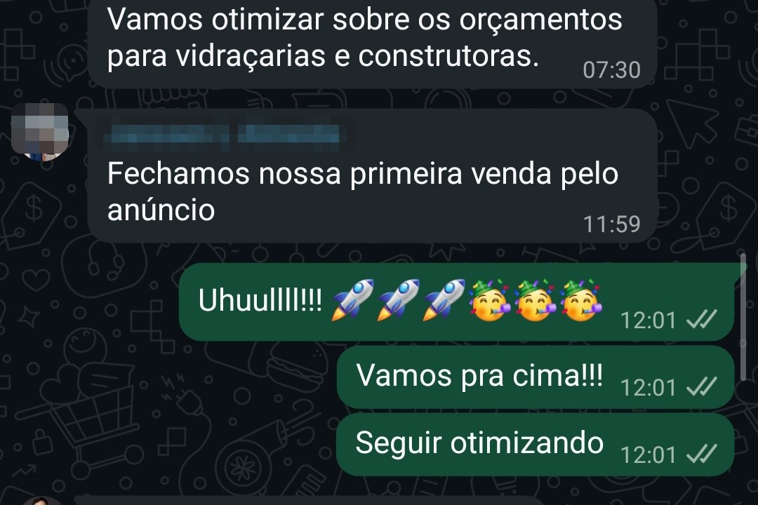 Cliente avisa que fechou a primeira venda vinda do anúncio